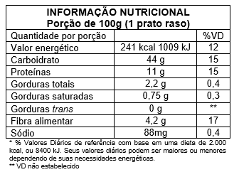 Informação Nutricional Ravioli Sabor Queijo 450g